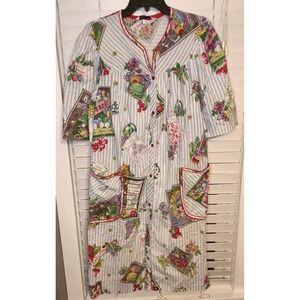 VTG Models Coat House Dress Size XL 14 Pockets Maxi Gown Lounge Robe Snap Womens